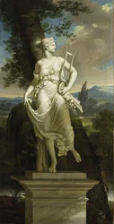 Statue der Polyhymnia in einer Landschaft
